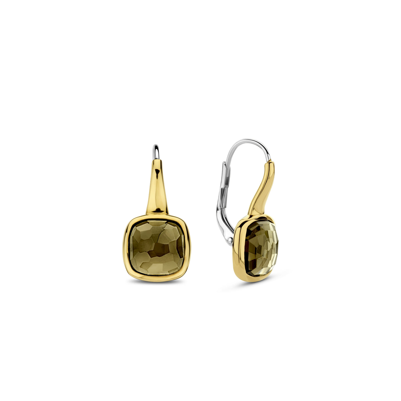 Ti Sento Gold Green Stone Drop Earrings