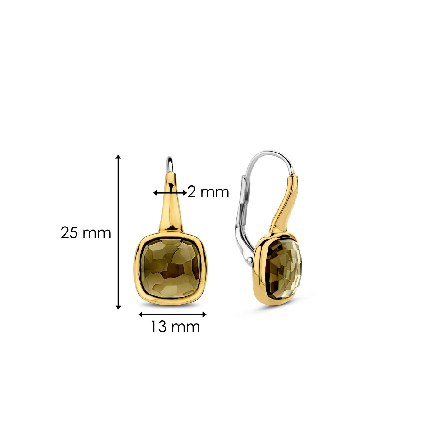 Ti Sento Gold Green Stone Drop Earrings