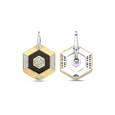 Ti Sento Gold Black Hexagon Drop Earrings