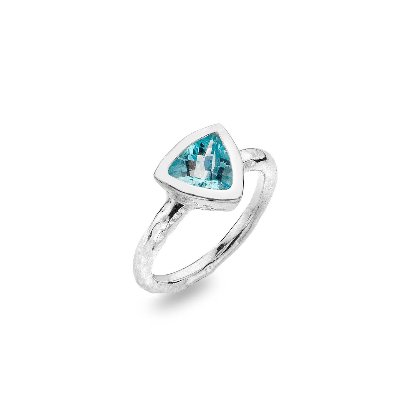 Sea Gems Triangle Blue Topaz Solitaire Ring - Rococo Jewellery
