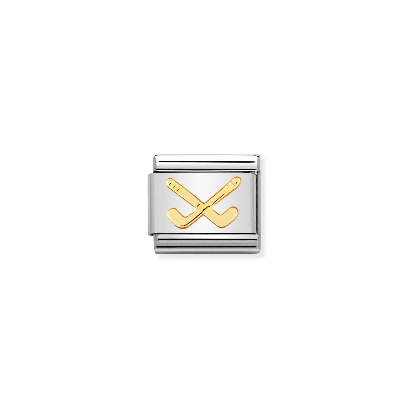 Nomination Classic Steel Gold Hockey Clubs Charm