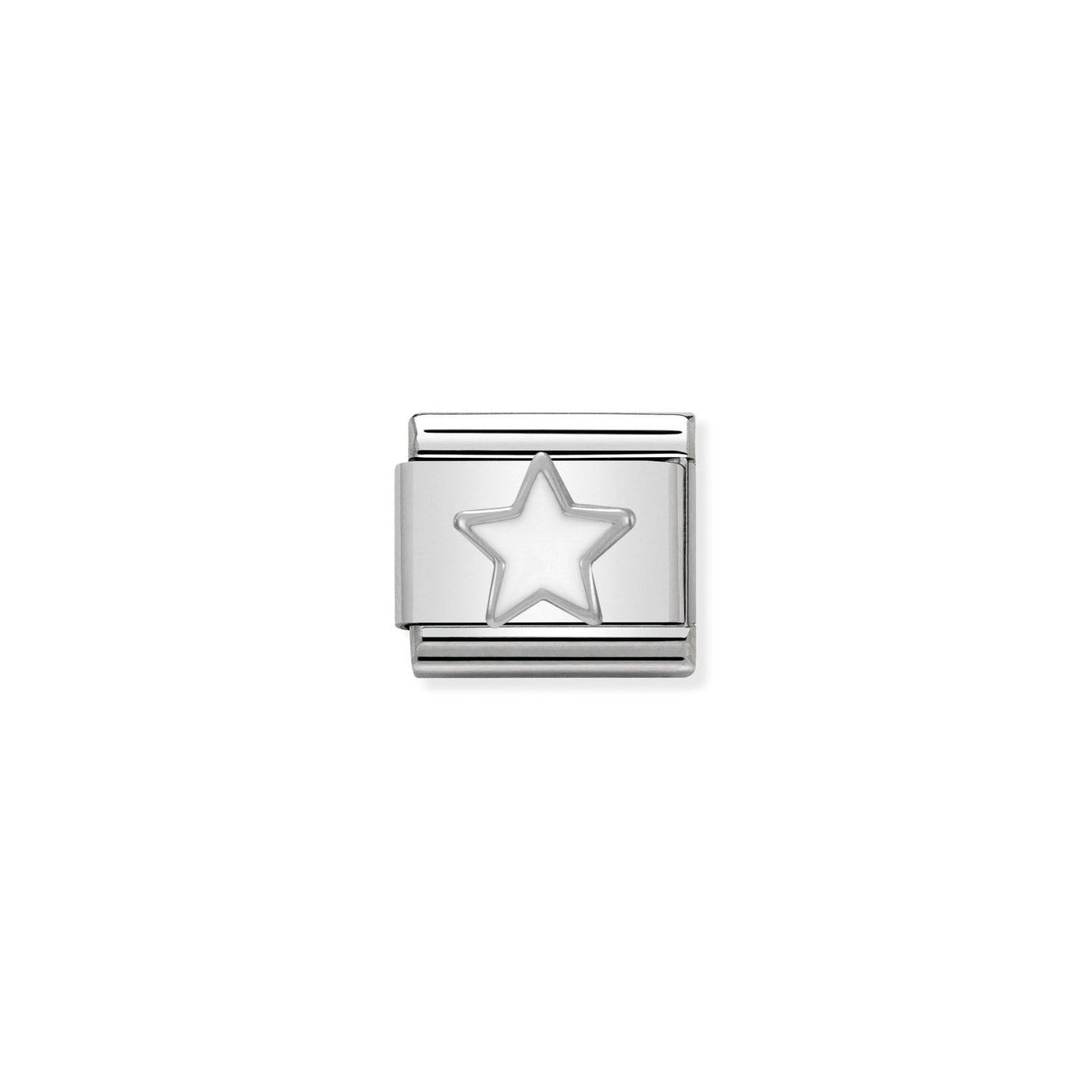 Nomination Classic Silver and White Enamel Star Link Charm