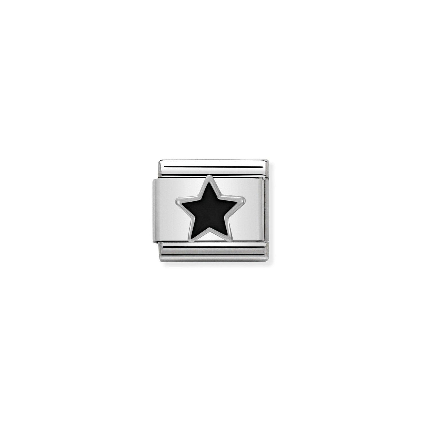 Nomination Classic Silver and Enamel Black Star Link Charm - Rococo Jewellery