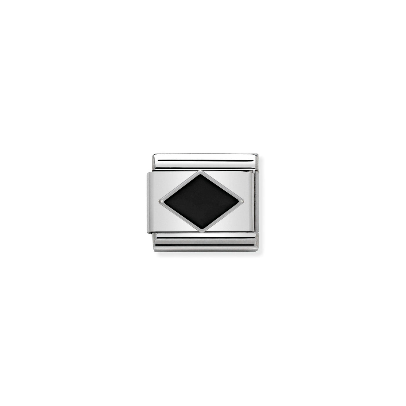 Nomination Classic Silver and Enamel Black Rhombus Link Charm