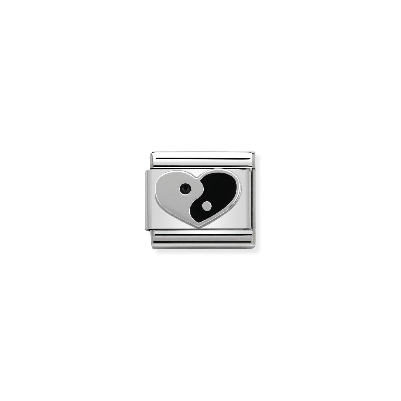 Nomination Classic Silver Black Yin Yang Heart