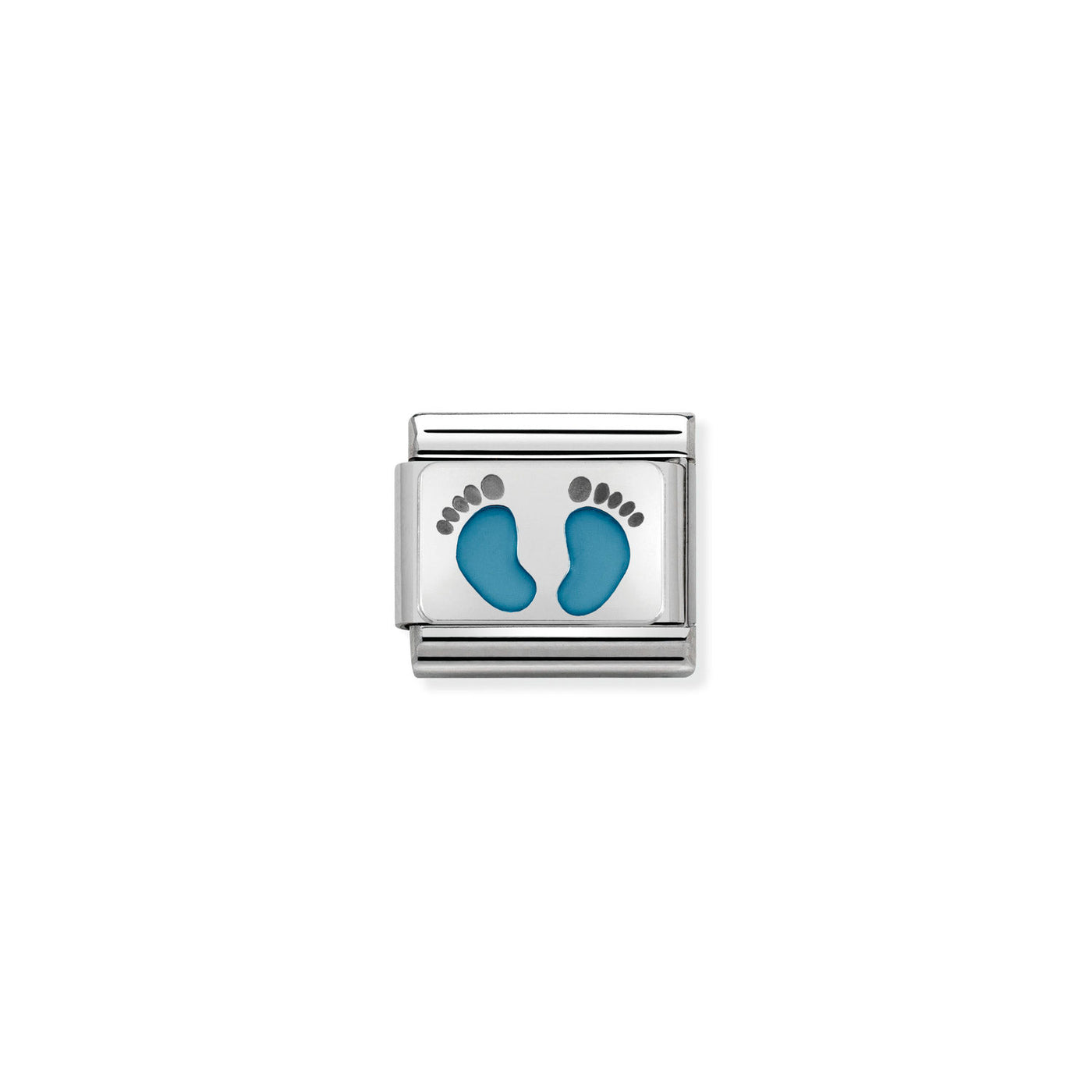 Nomination Classic Silver Blue Baby Footprints Link Charm