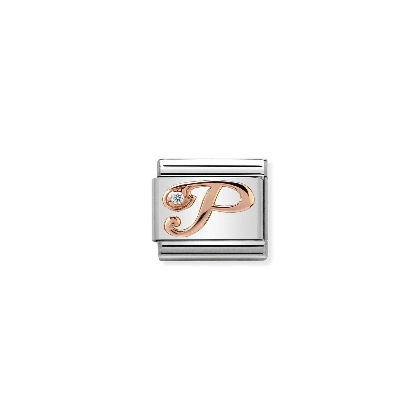 Nomination Rose Gold CZ Letter P Charm - Rococo Jewellery