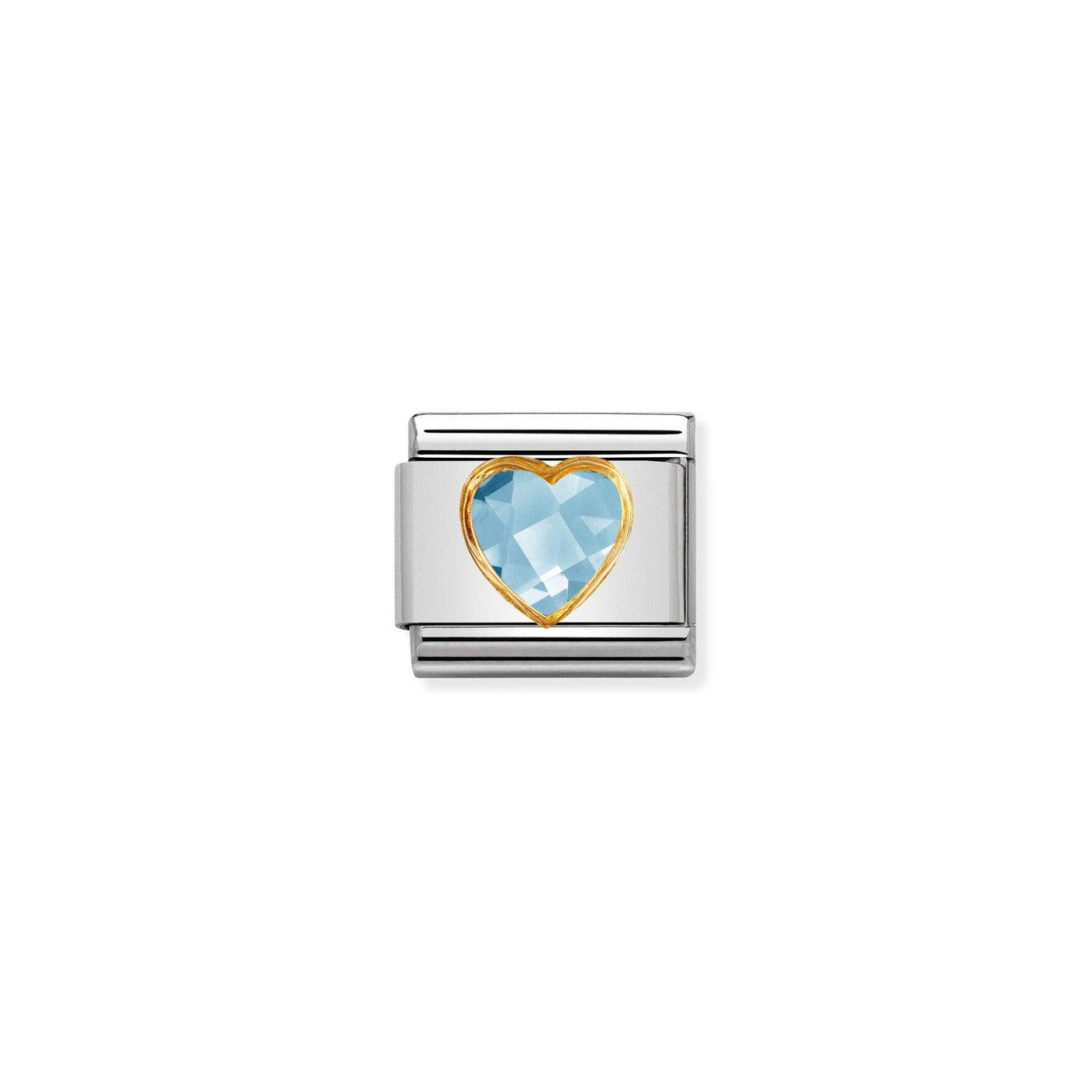 Nomination Classic Faceted Light Blue Zirconia Heart Charm - Rococo Jewellery