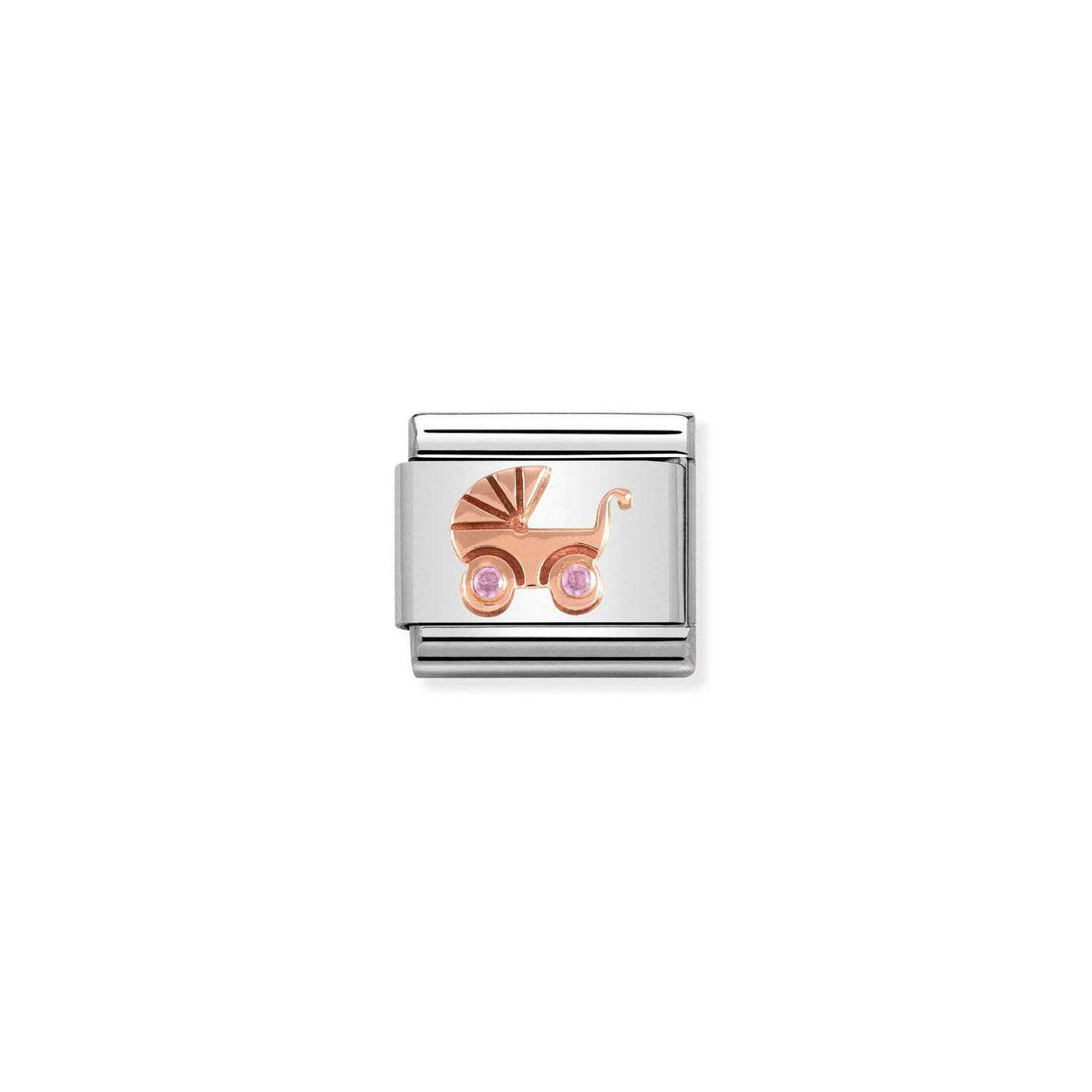Nomination Classic Rose Gold and Pink Zirconia Pram Charm