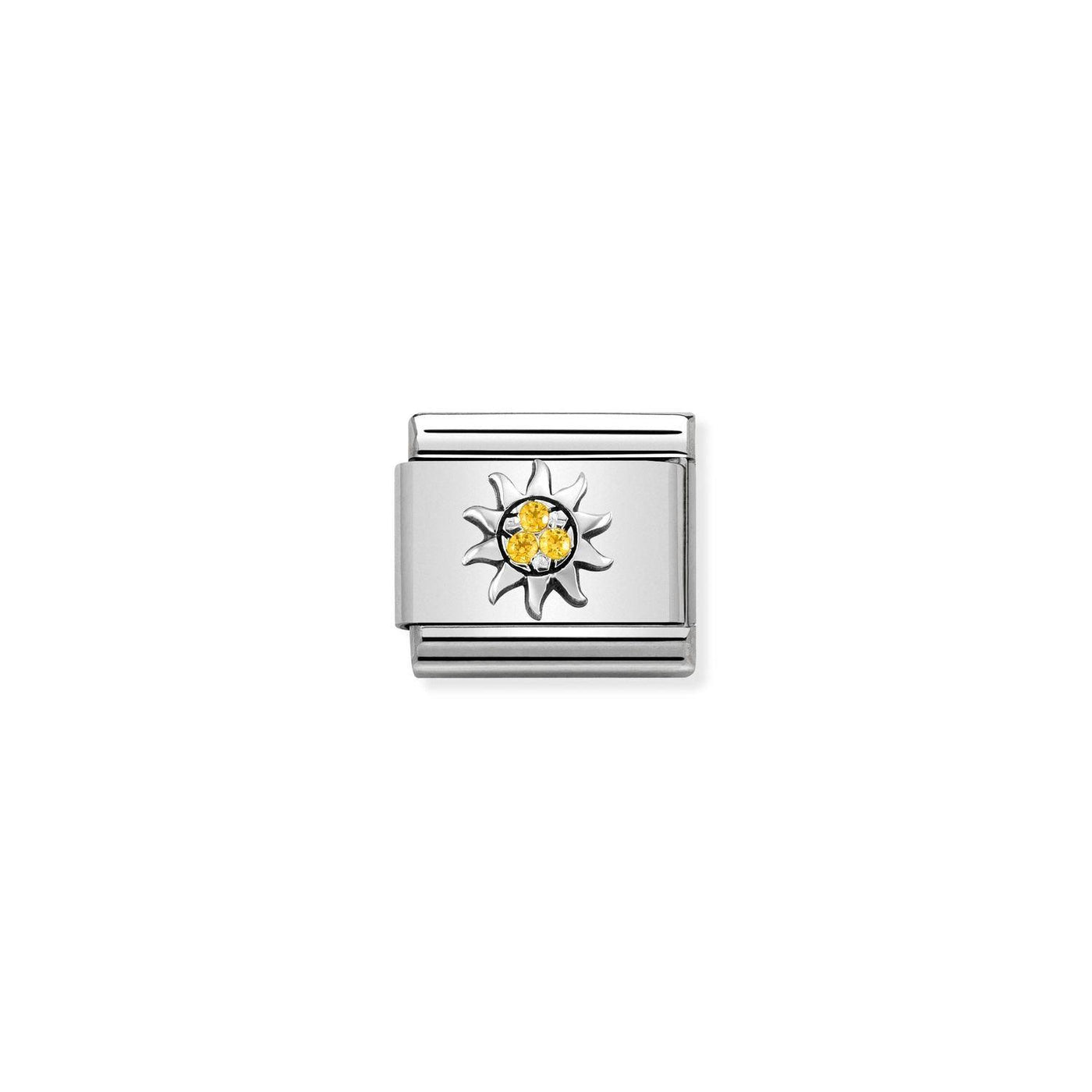 Nomination Classic Silver and Yellow Zirconia Sun Link Charm - Rococo Jewellery