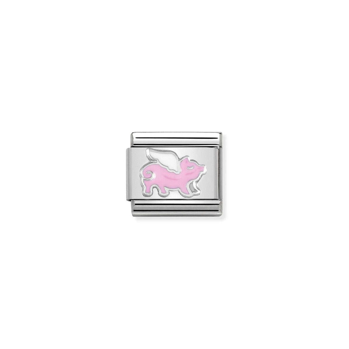 Nomination Classic Silver and Pink Flying Pig Link Charm - Rococo Jewellery
