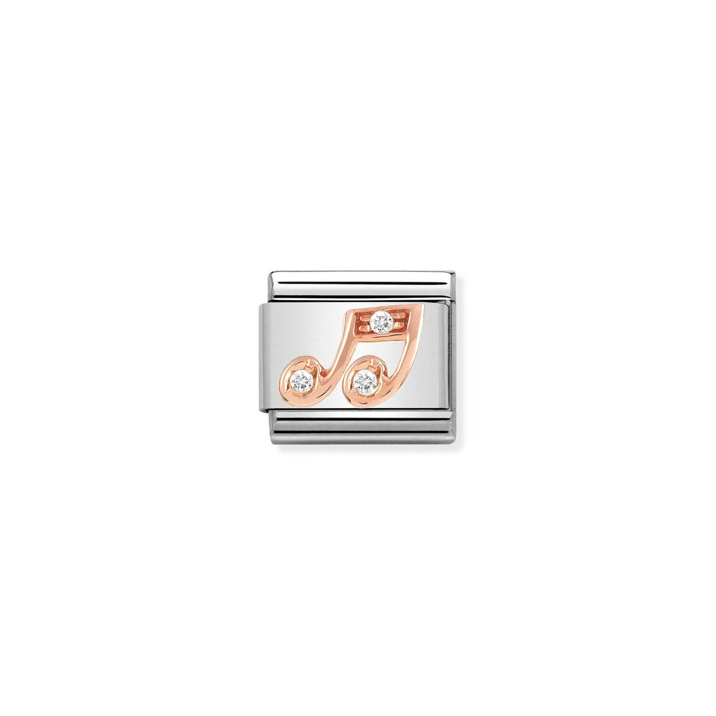Nomination Classic Rose Gold Cubic Zirconia Music Note Link Charm