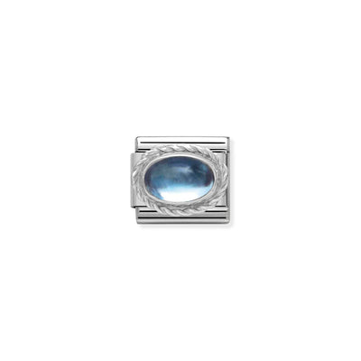 Nomination Classic Silver and Oval Blue Topaz Link Charm