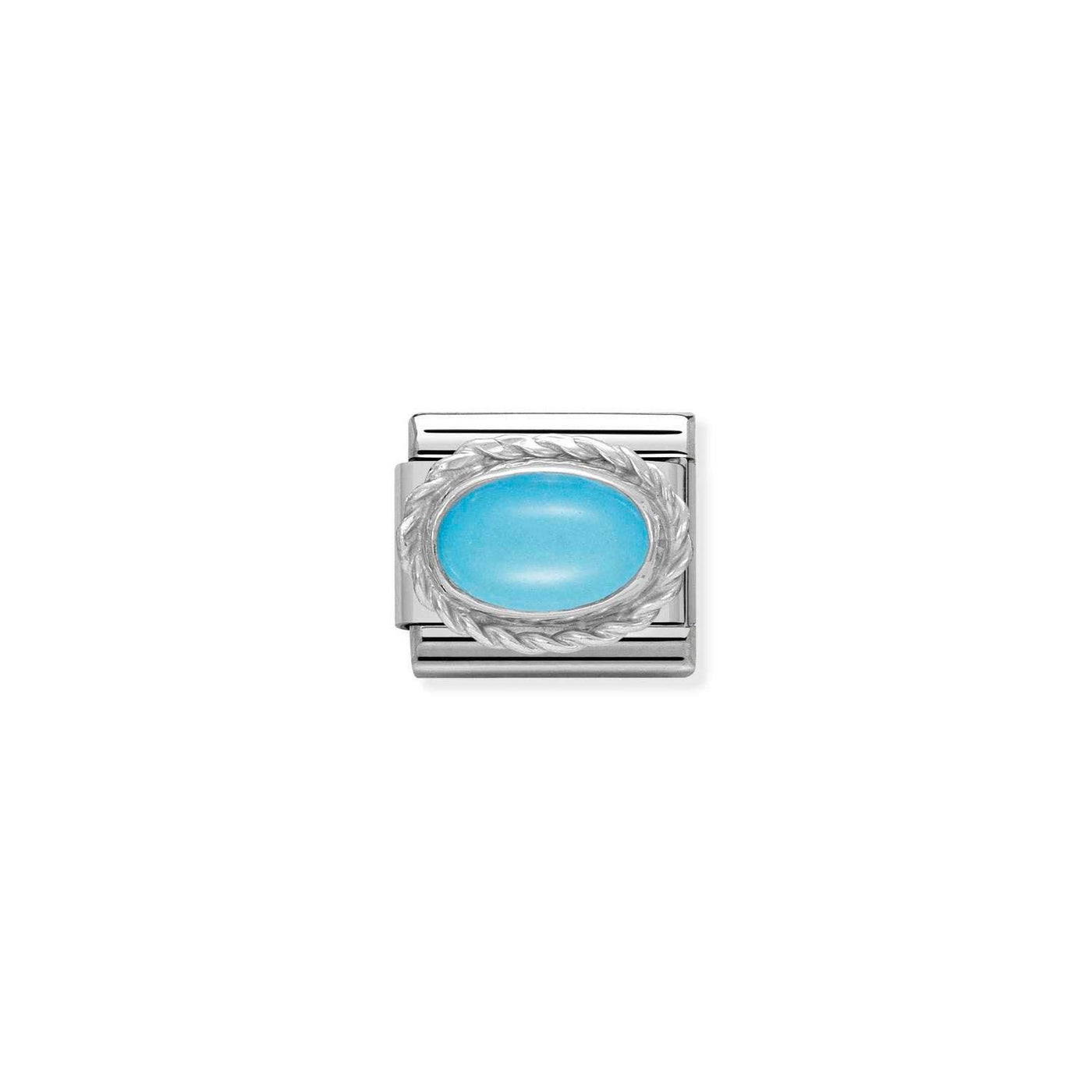 Nomination Classic Silver Oval Turquoise Stone Link Charm - Rococo Jewellery