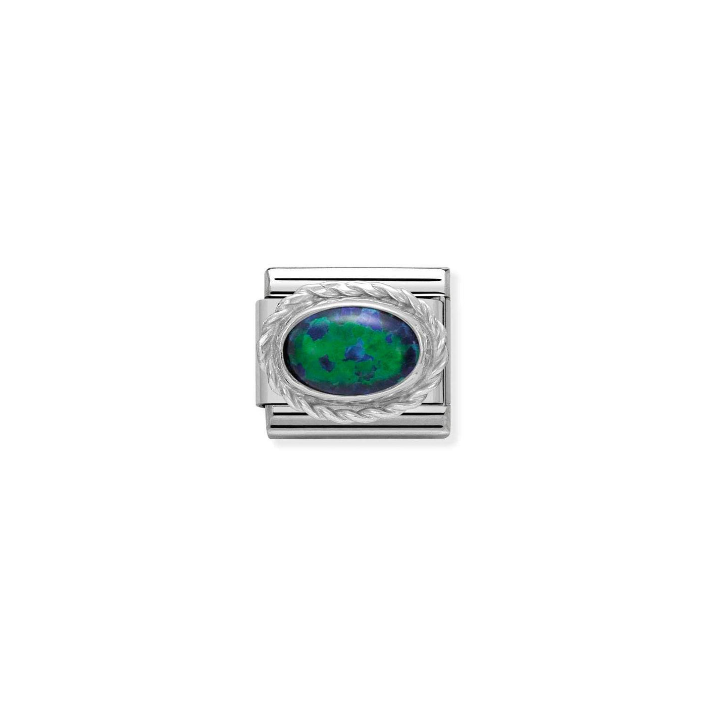 Nomination Classic Silver and Green Opal Link Charm - Rococo Jewellery