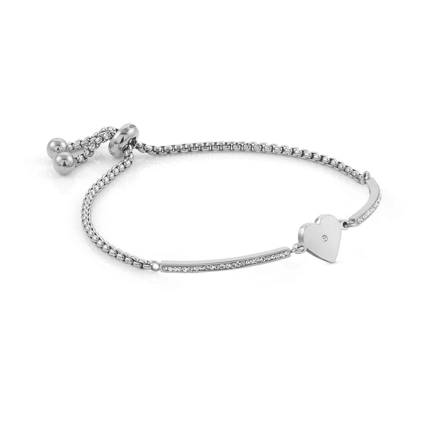 Nomination Milleluci Steel Zirconia Heart Half Bangle Bracelet - Rococo Jewellery