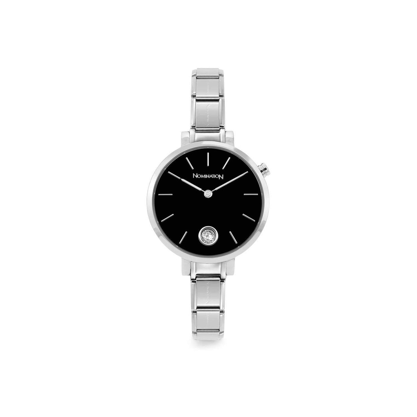 Nomination Silver and Black Cubic Zirconia Watch