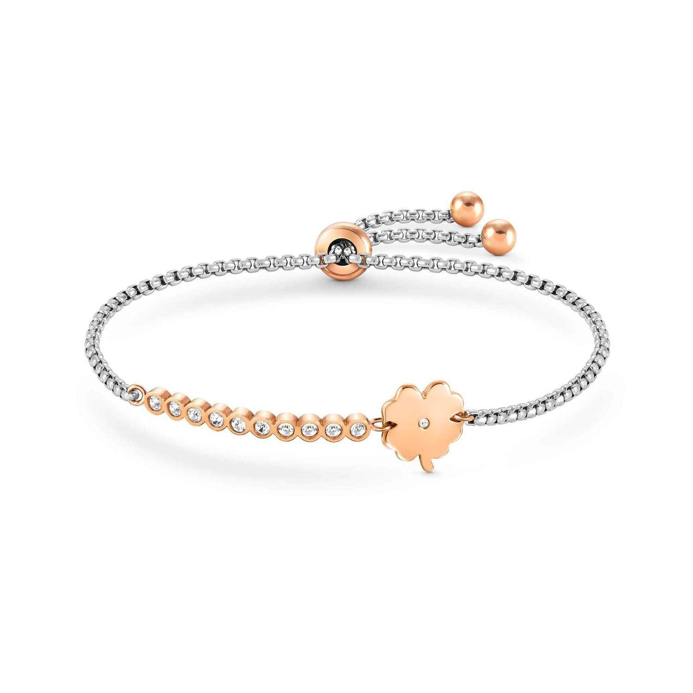 Nomination Milleluci Silver Rose Gold Four-Leaf Clover Bracelet - Rococo Jewellery
