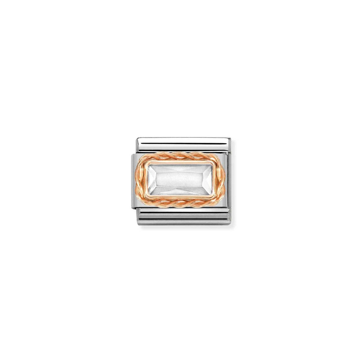 Nomination Classic Rose Gold and Rectangle Zirconia Link Charm - Rococo Jewellery