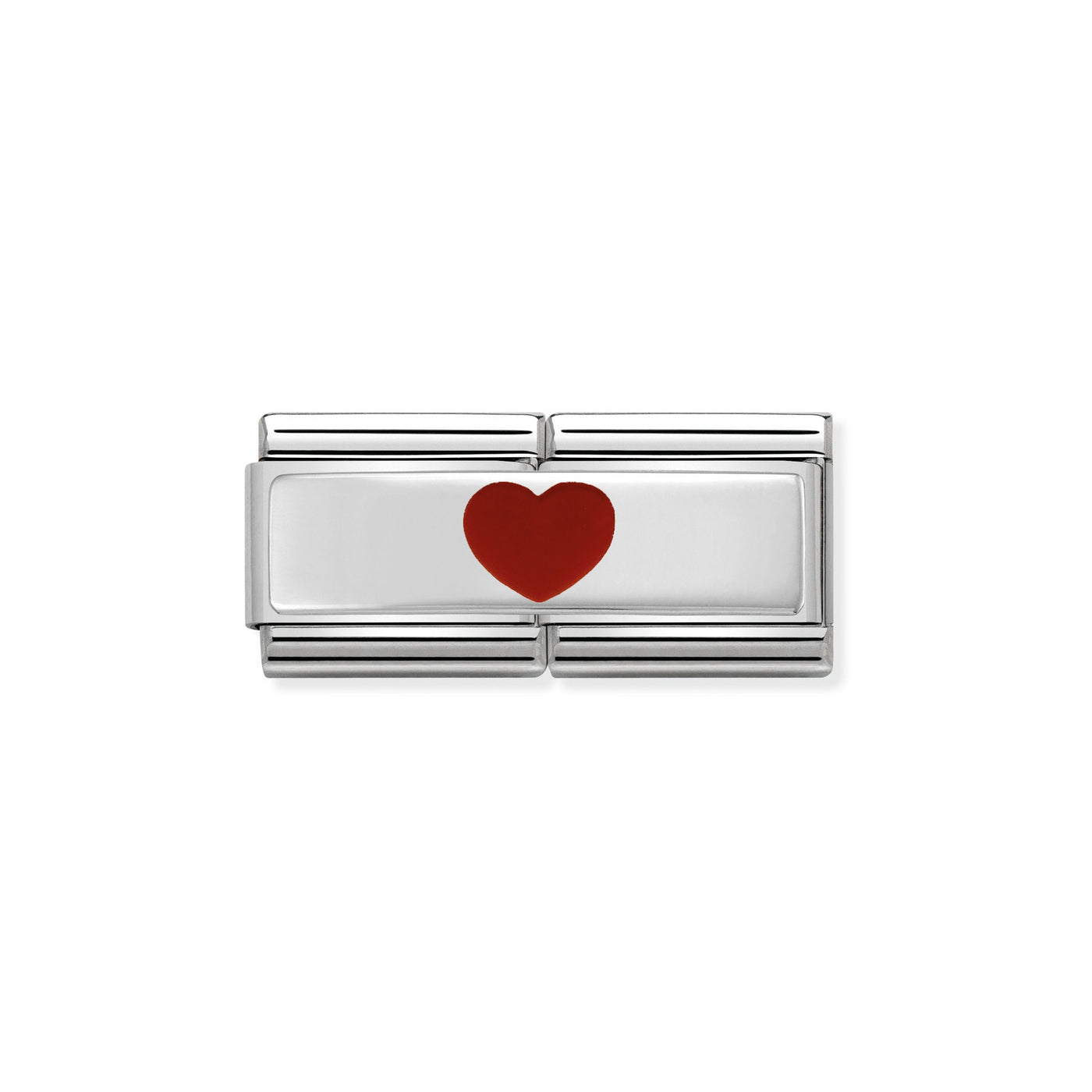 Nomination Classic Silver Red Heart Double Link Charm