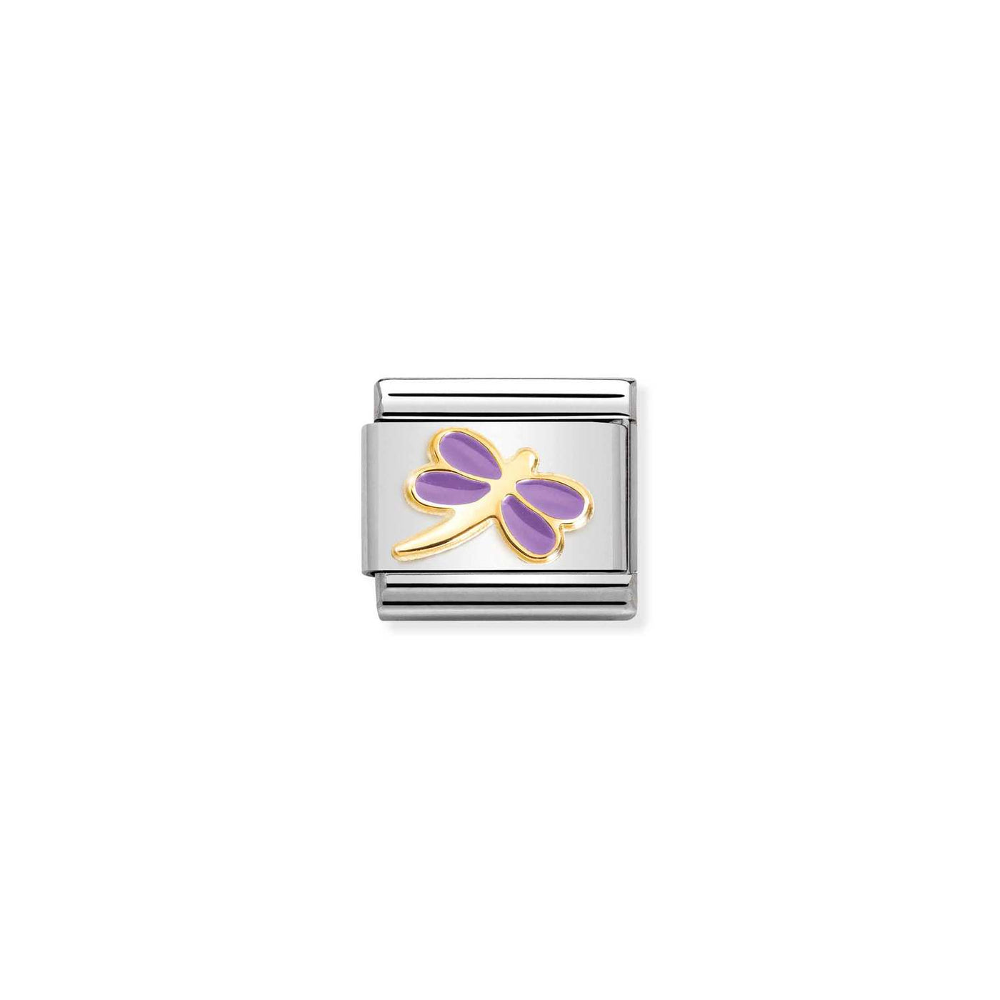 Nomination Classic Gold and Lilac Dragonfly Link Charm