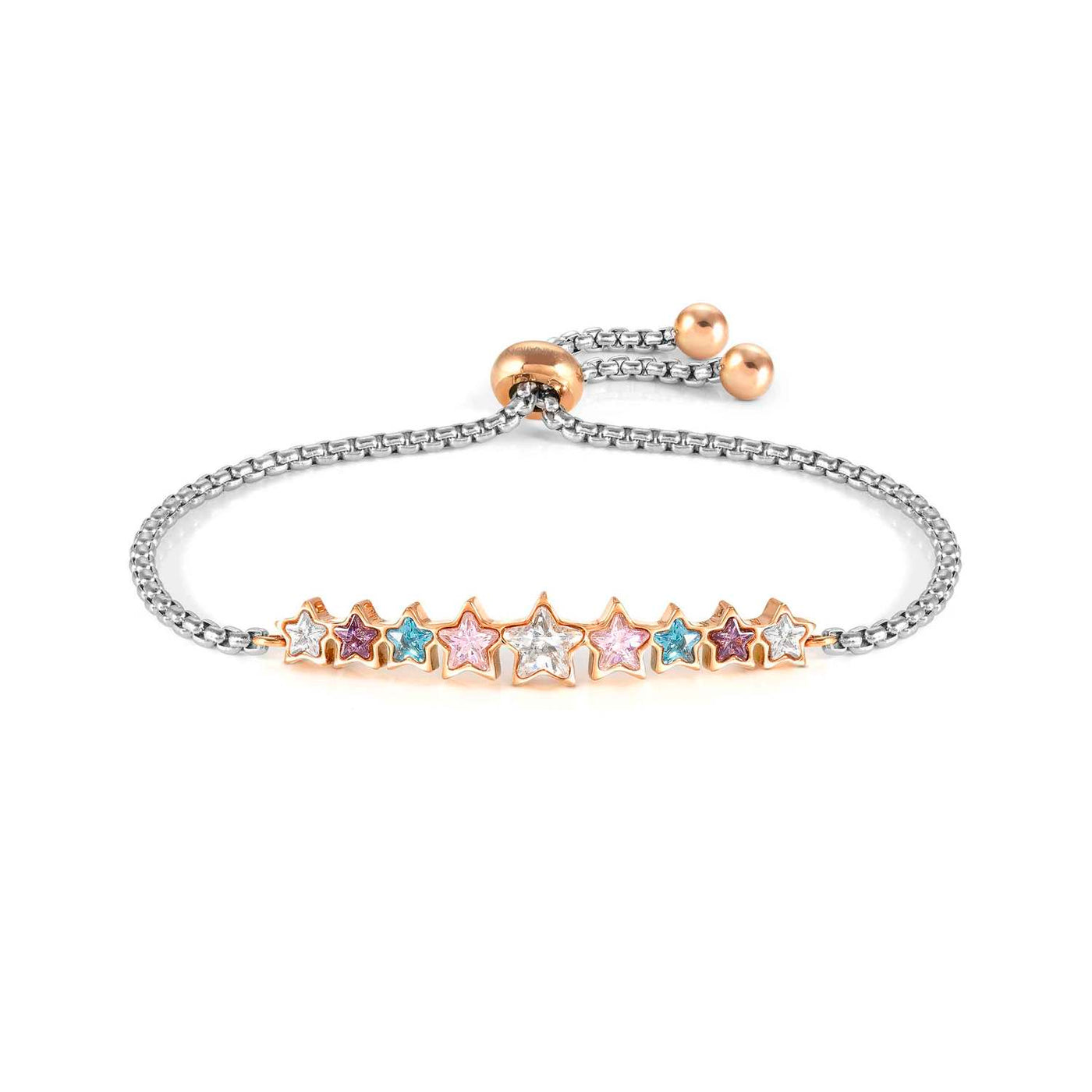 Nomination Milleluci Rose Gold Bracelet with Multicoloured Star Crystals
