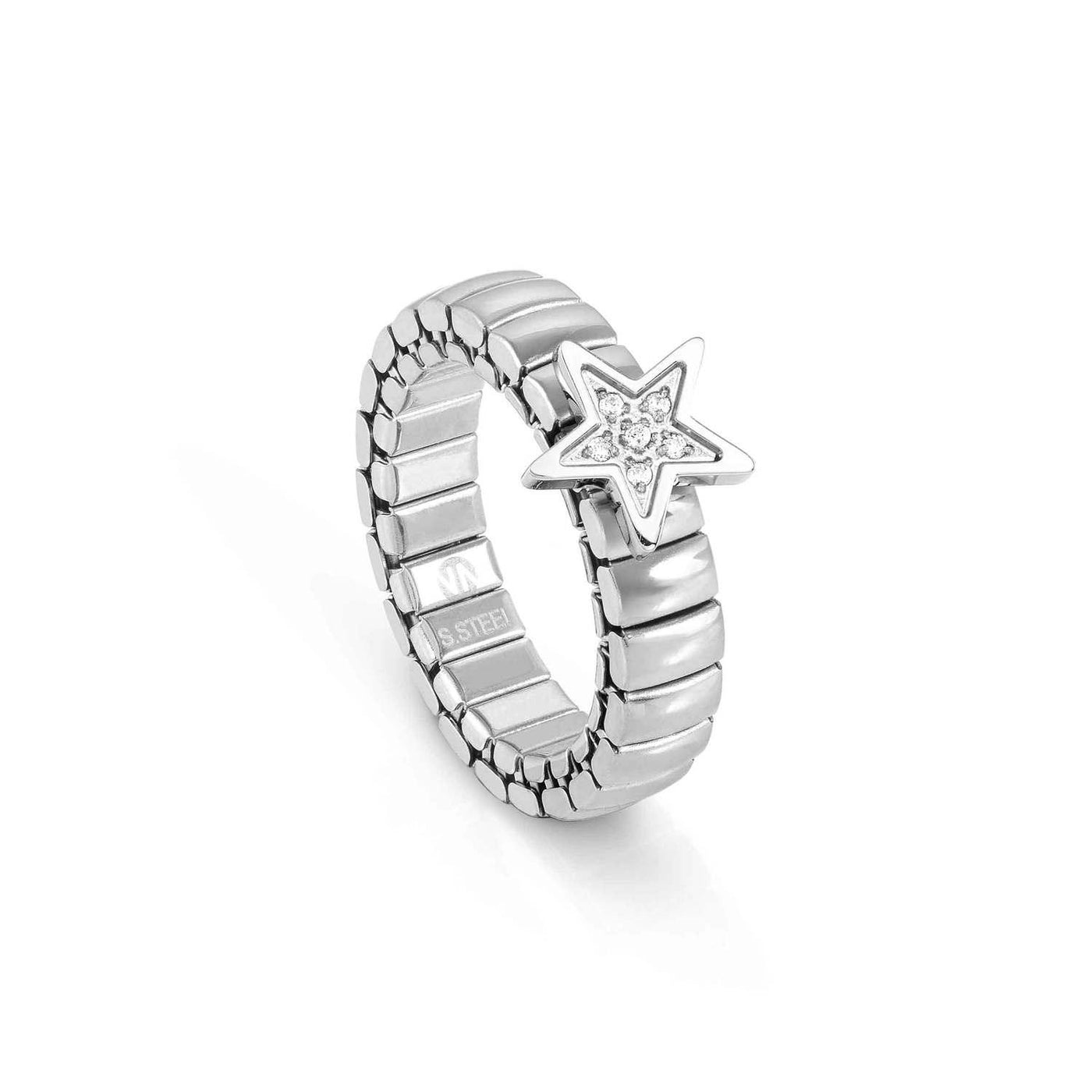 Nomination Steel Ring with a Star and Cubic Zirconia