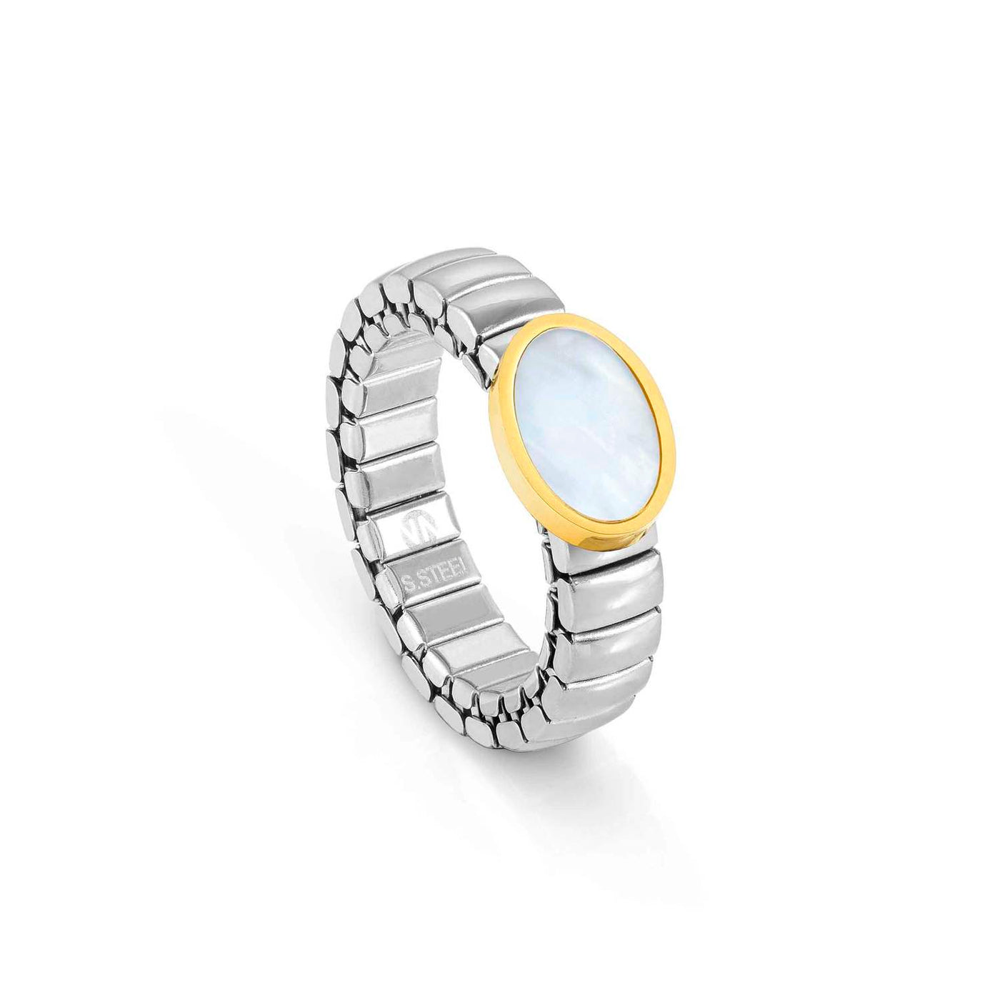 Nomination Gold and White Oval Gemstone Ring