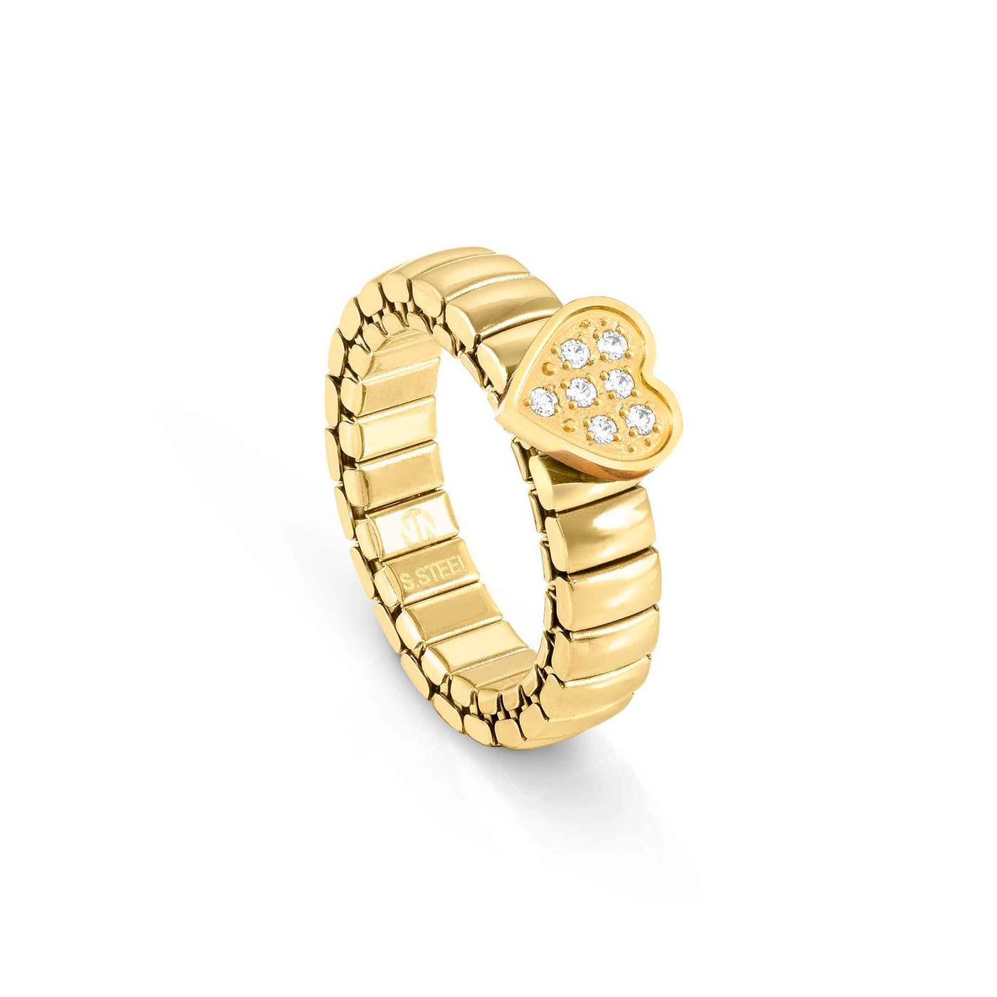 Nomination Gold Ring with a Heart and Cubic Zirconia