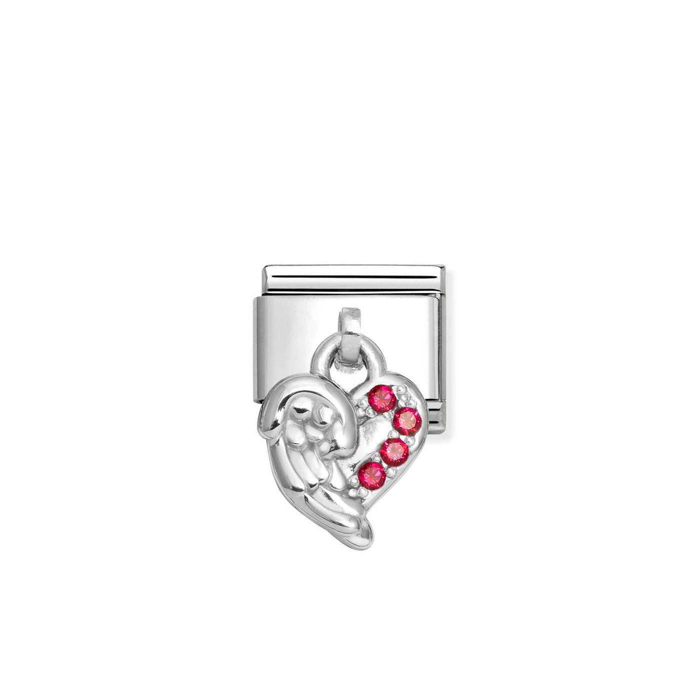 Nomination Classic Silver and Red Angel Wings Pendant Link Charm