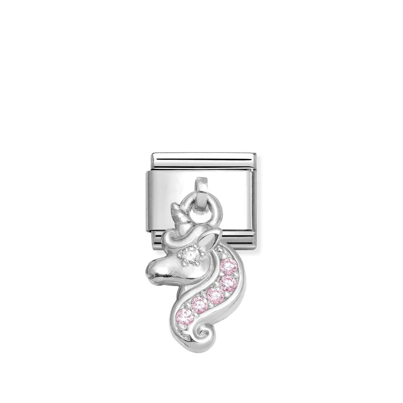 Nomination Classic Silver Pink Unicorn Pendant Link Charm - Rococo Jewellery