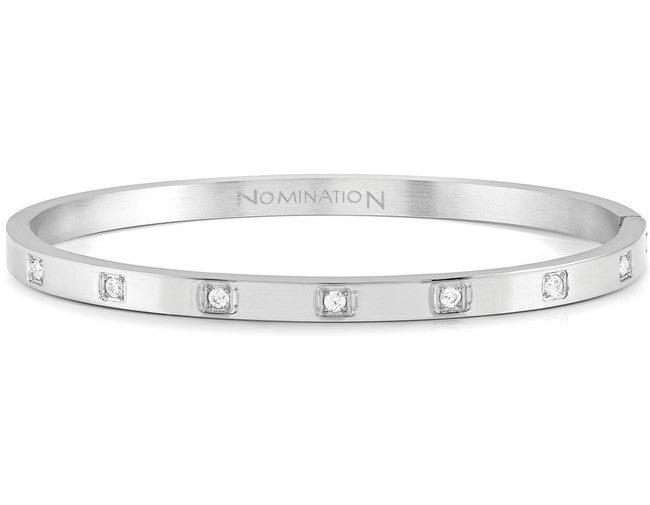 Nomination Small Silver Square Cubic Zirconia Bangle - Rococo Jewellery