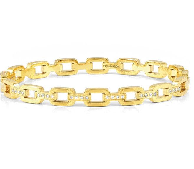 Nomination Gold Steel Cubic Zirconia Chain Bangle - Rococo Jewellery