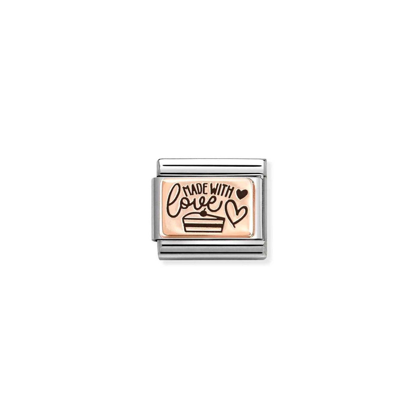 Nomination Rose Gold 'Made with Love' Cake Charm - Rococo Jewellery