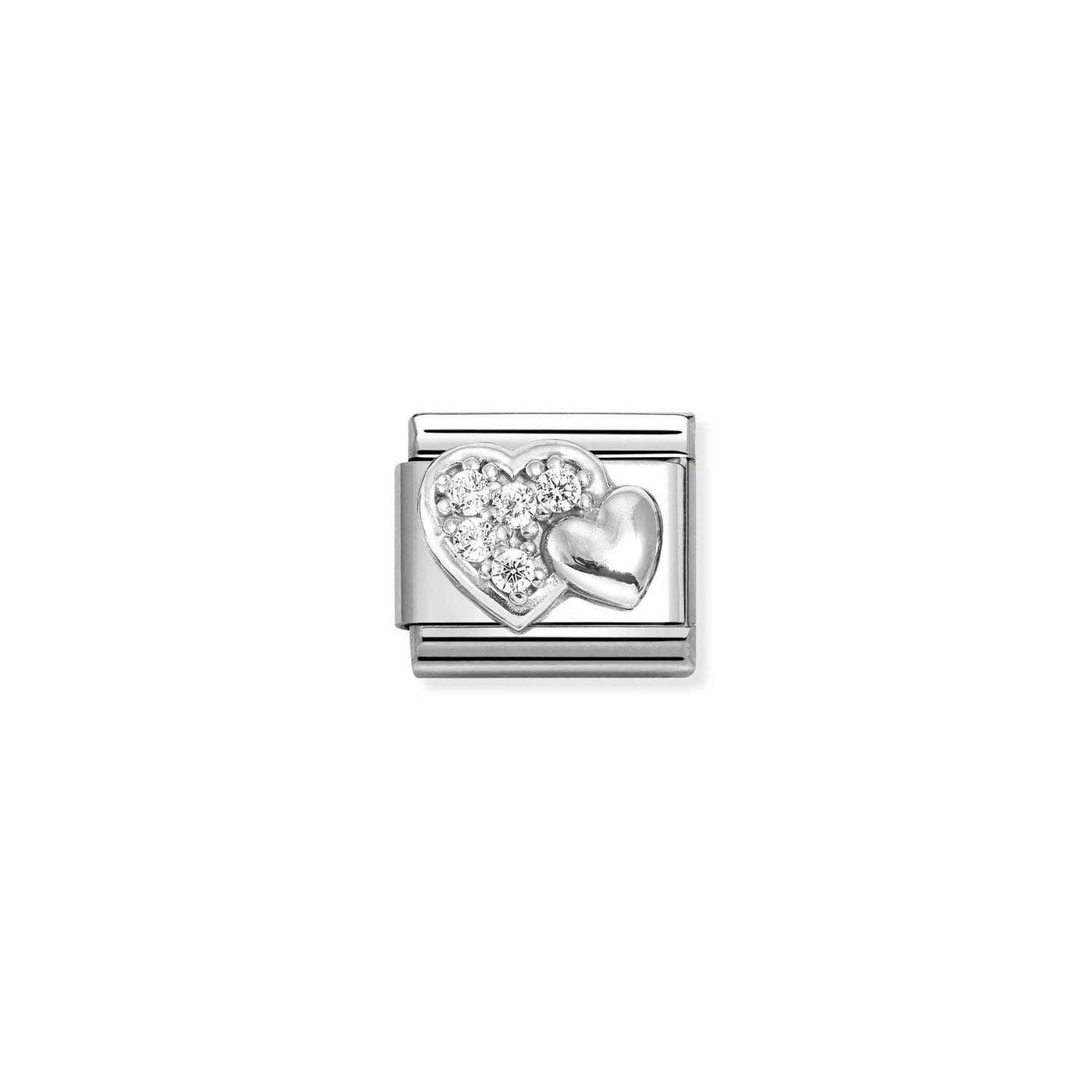 Nomination Classic Silver Cubic Zirconia Raised Hearts Charm