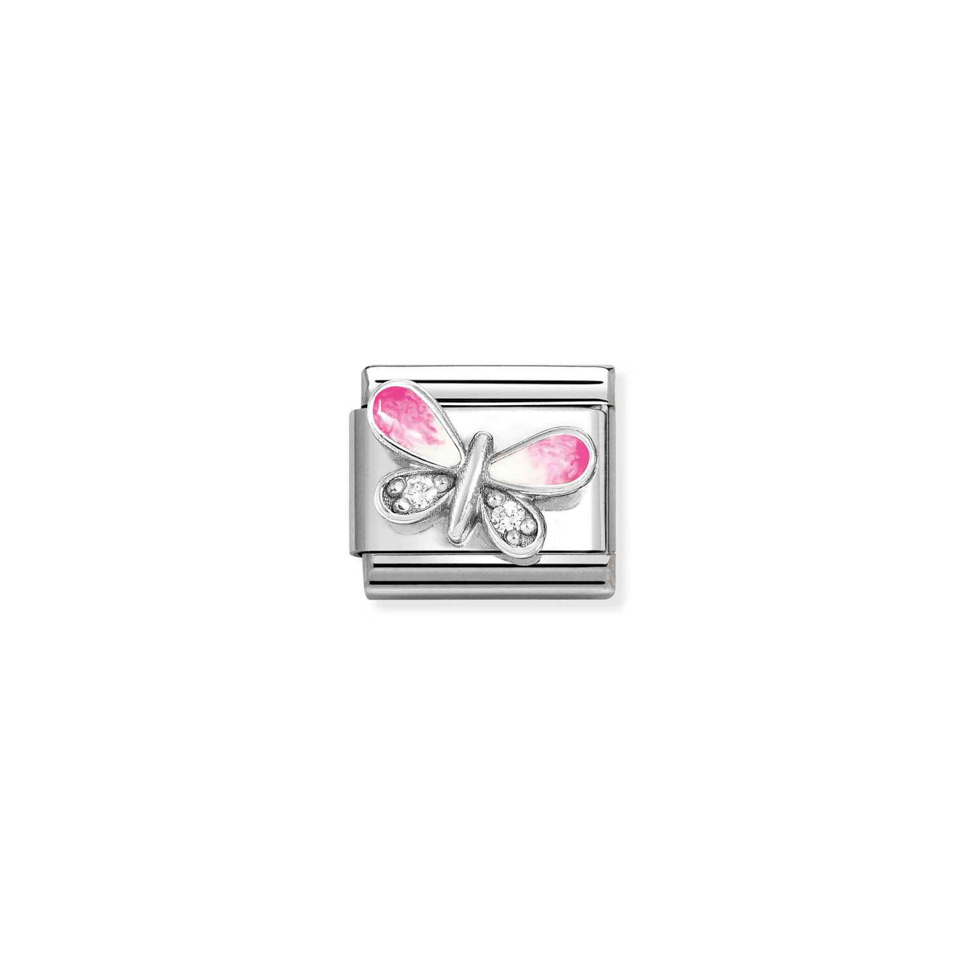 Nomination Classic Silver Cubic Zirconia Pink Butterfly Charm
