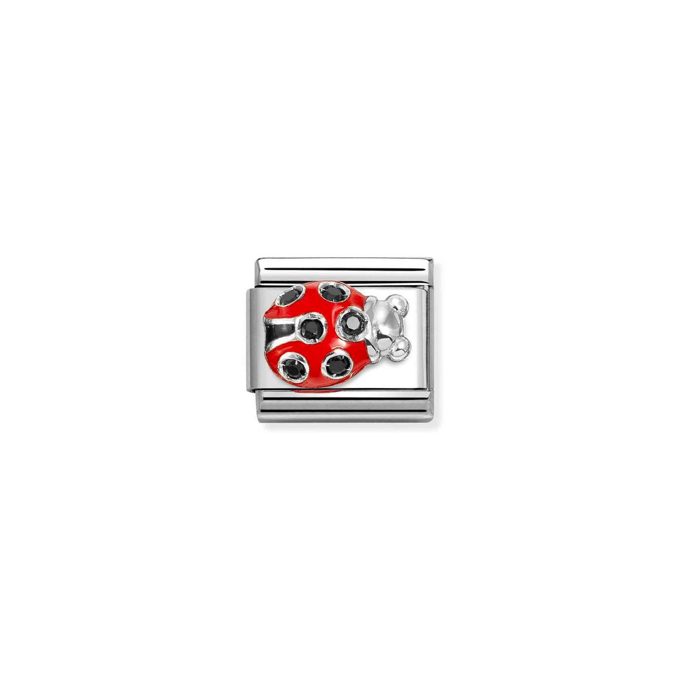 Nomination Classic Silver Zirconia Red and Black Ladybird Charm