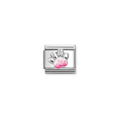 Nomination Silver Enamel Cubic Zirconia Raised Paw Charm - Rococo Jewellery