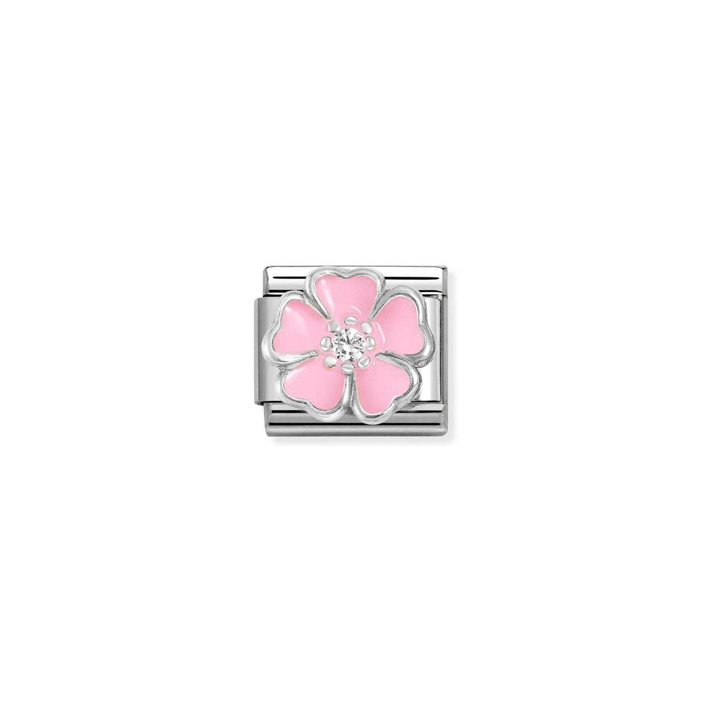 Nomination Classic Silver Pink Flower Charm - Rococo Jewellery
