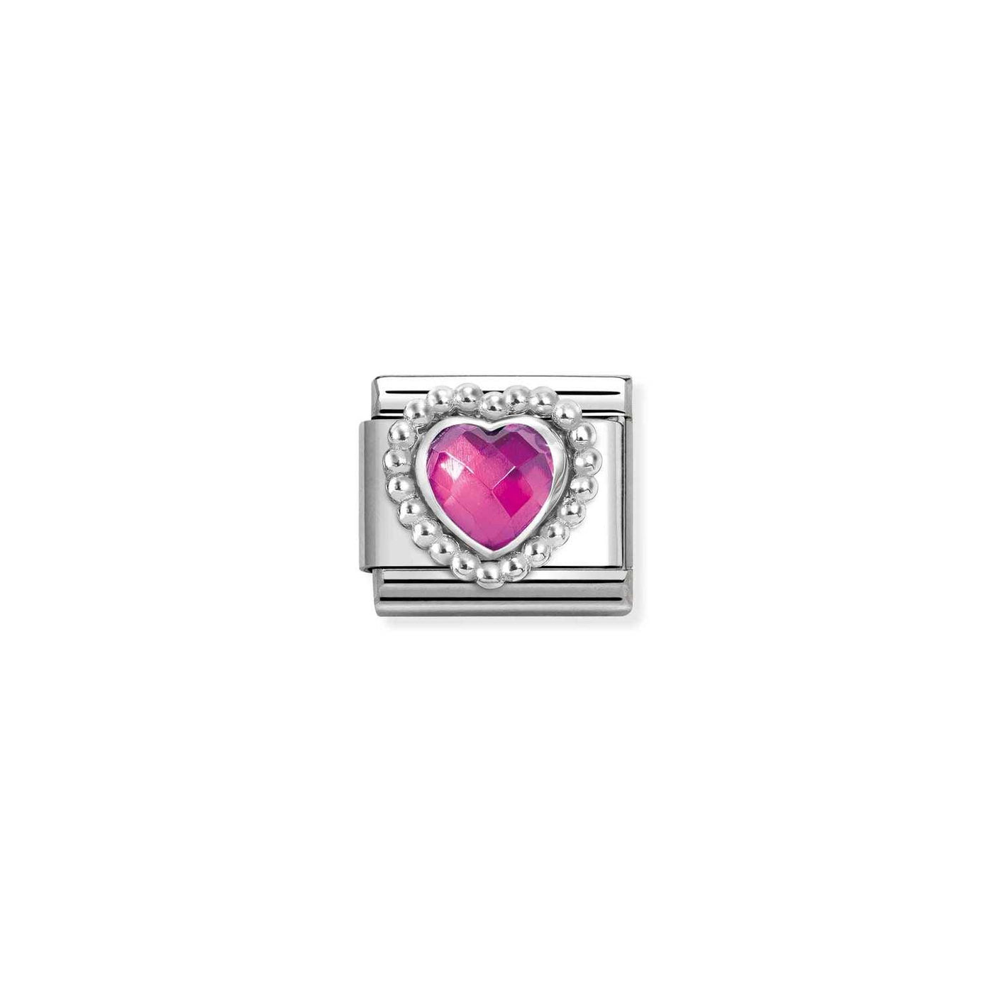Nomination Faceted Fuchsia Heart Charm - Rococo Jewellery