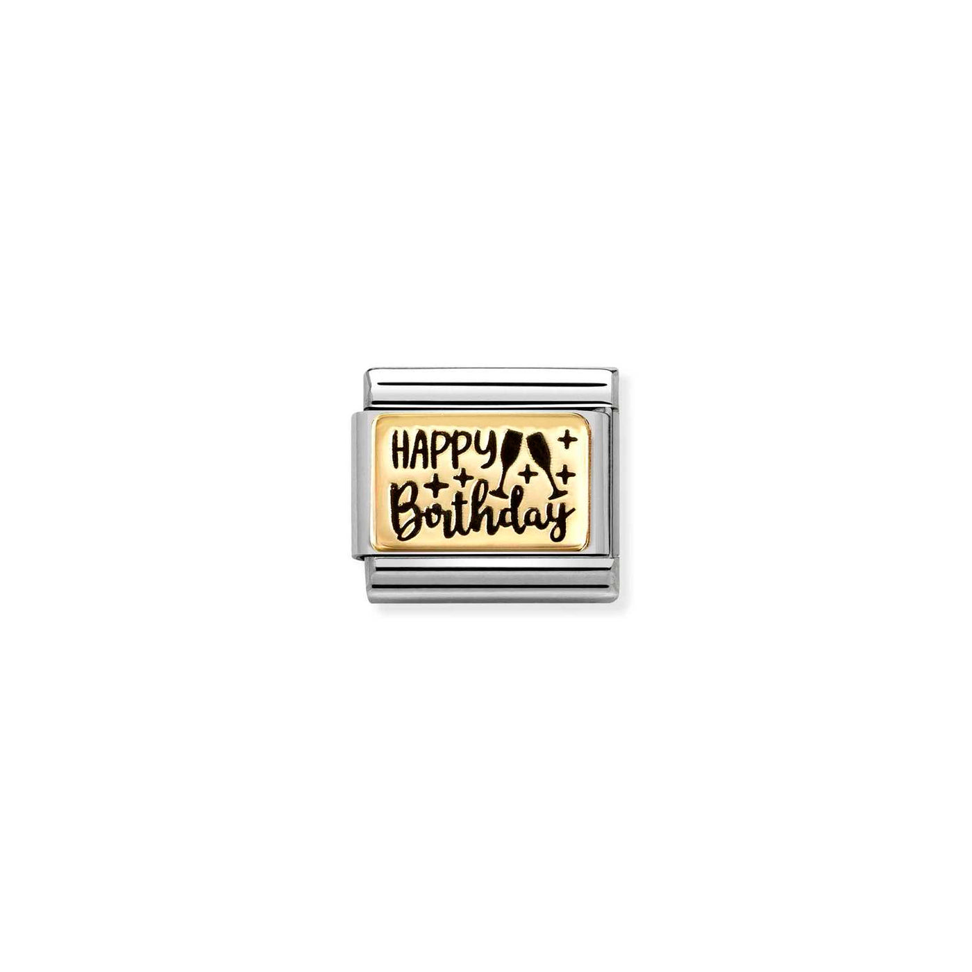 Nomination Classic Steel 18ct Gold Happy Birthday Charm