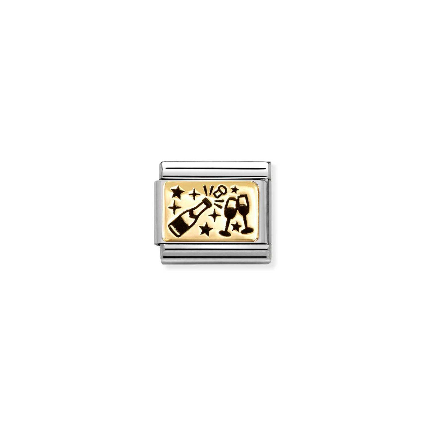 Nomination Classic Steel 18ct Gold Champagne Cheers Charm