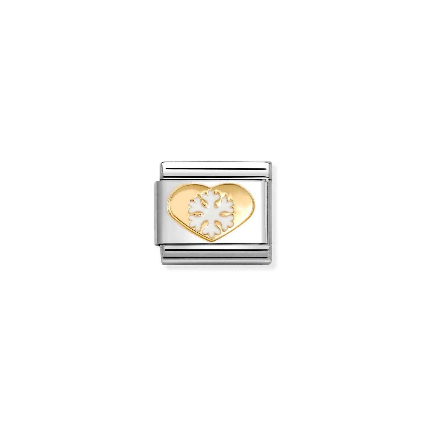 Nomination Classic Steel 18ct Gold Heart with Snowflake Charm