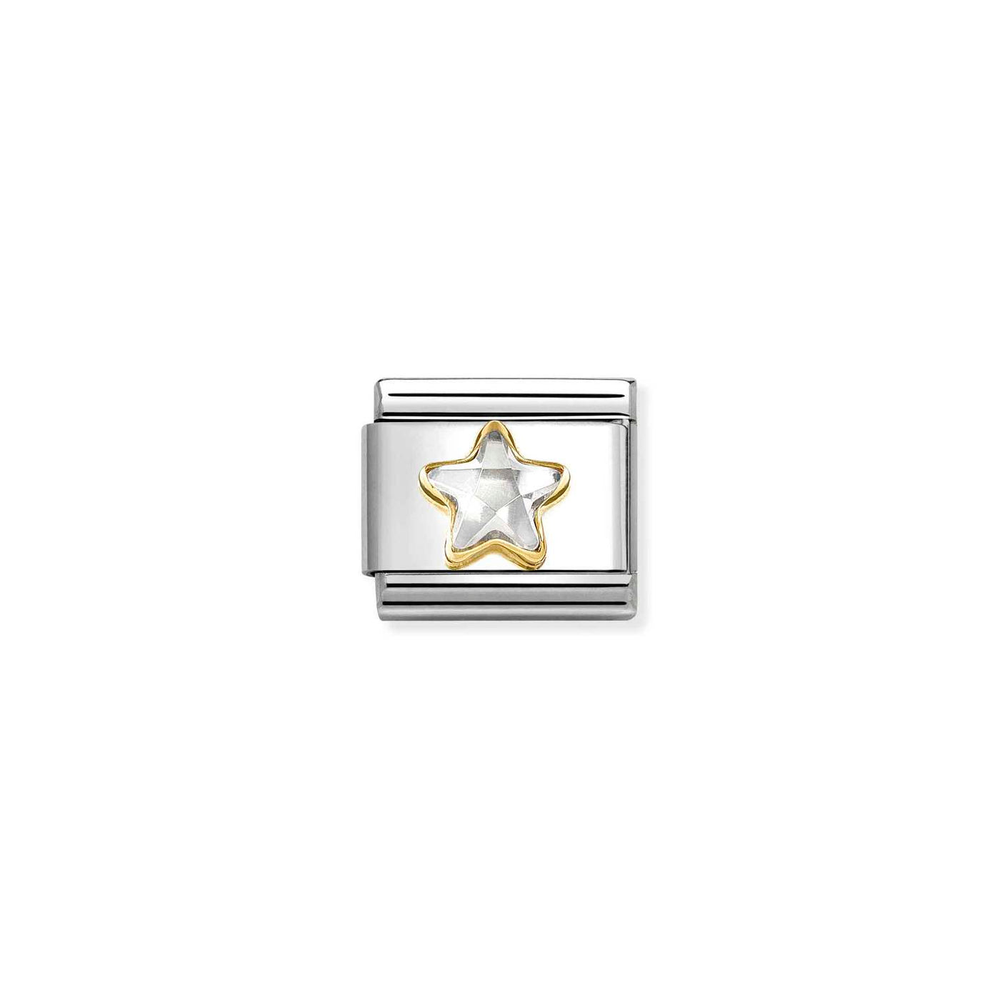 Nomination Classic Steel Gold Cubic Zirconia Faceted Star Charm