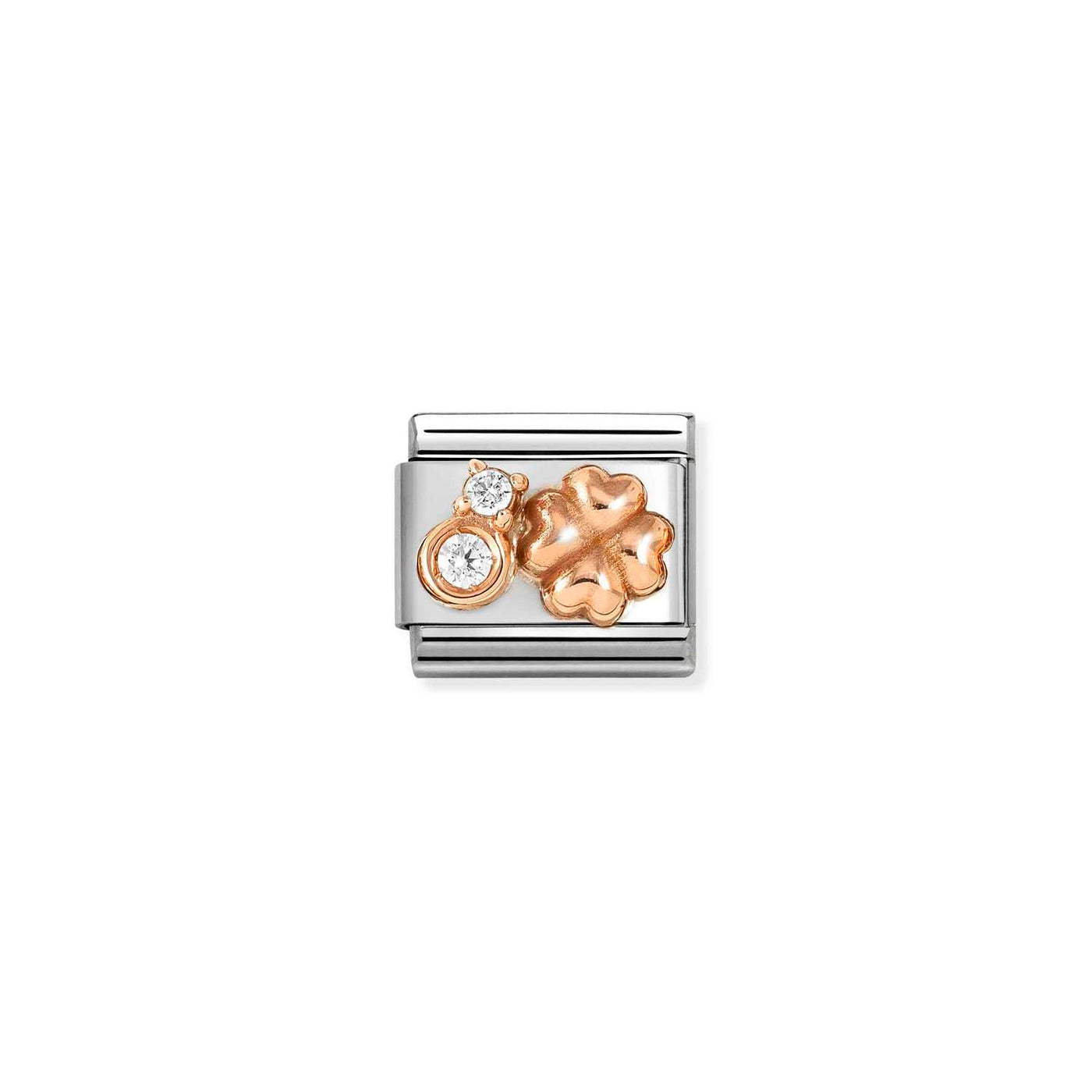 Nomination Steel Rose Gold Zirconia Four Leaf Clover Charm