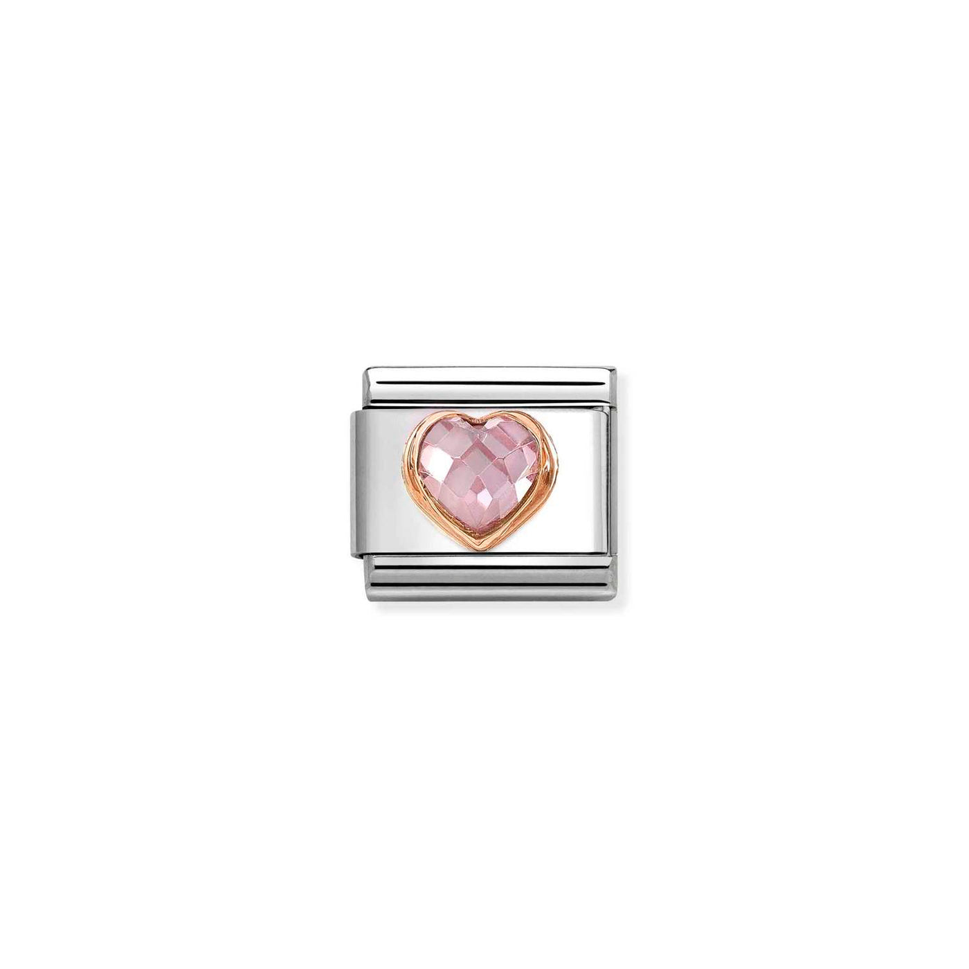 Nomination Classic Steel Rose Gold Pink Zirconia Heart Charm