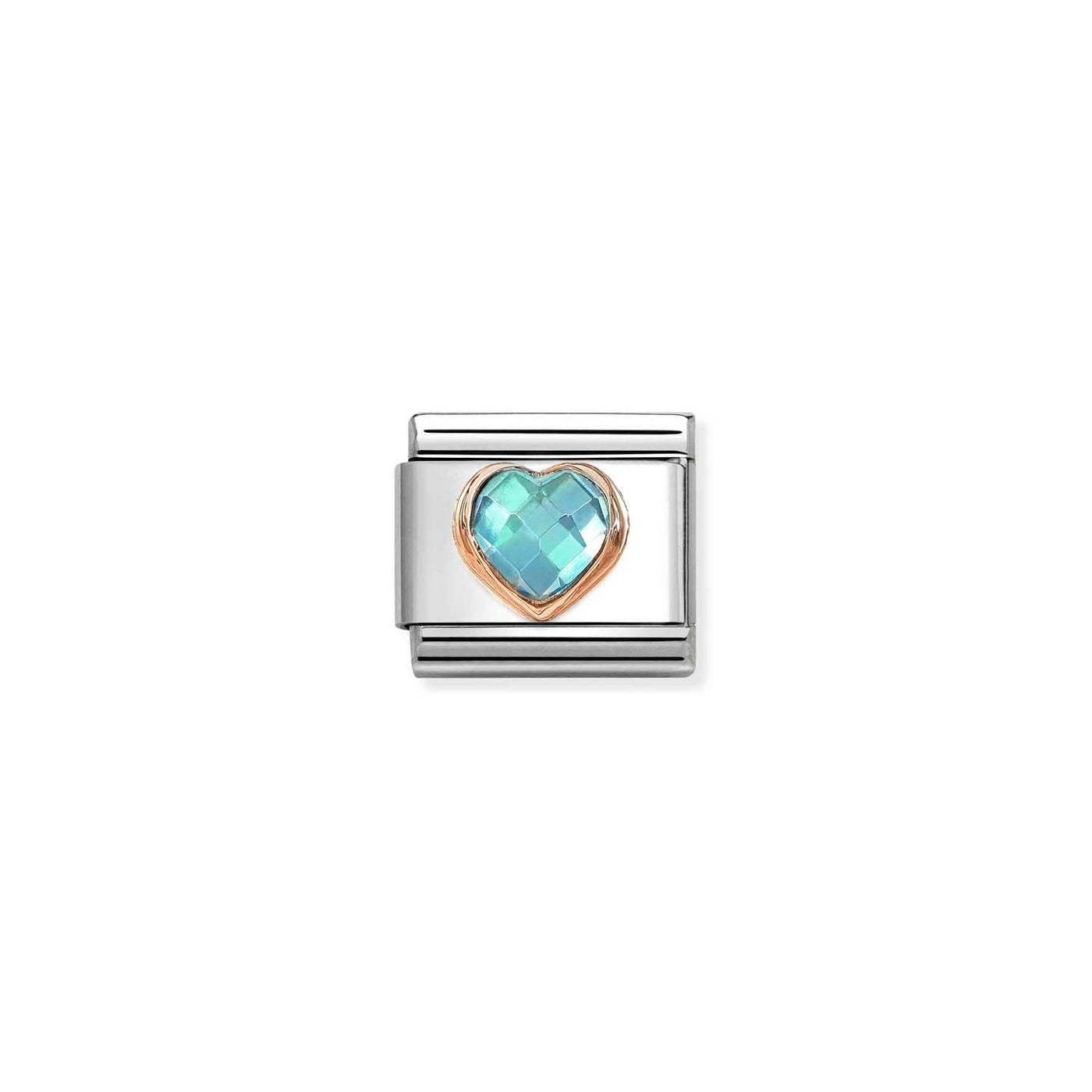 Nomination Classic Steel Rose Gold Blue Zirconia Heart Charm