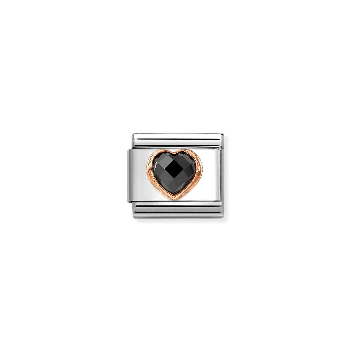 Nomination Classic Steel Rose Gold Black Zirconia Heart Charm