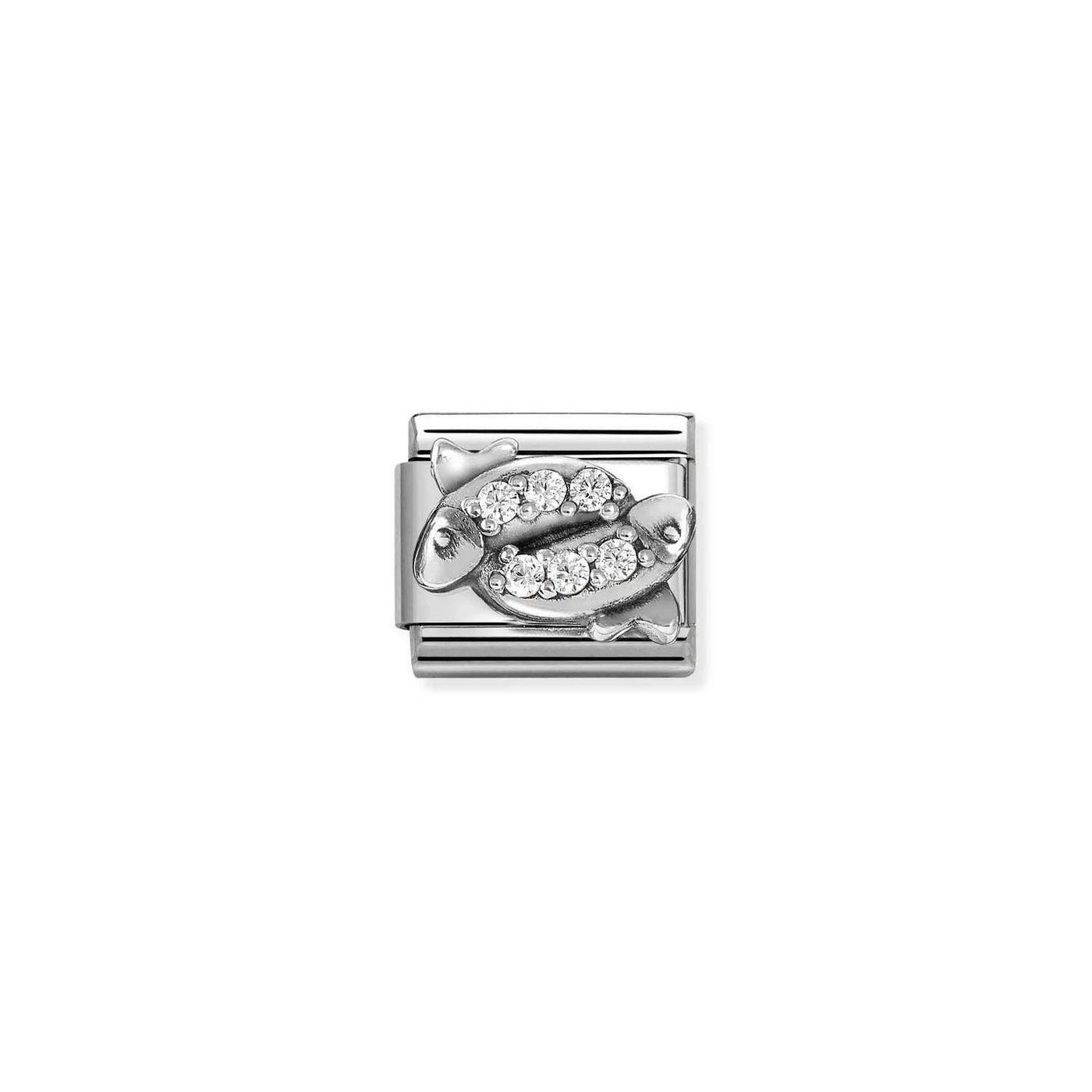 Nomination Steel Sterling Silver Cubic Zirconia Pisces Charm