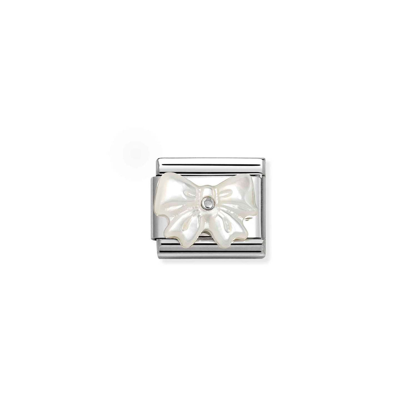 Nomination Stainless Steel Silver Mother of Pearl Bow Charm